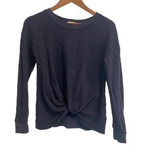 Socialite Tie Front Pullover Sweater XS Blue